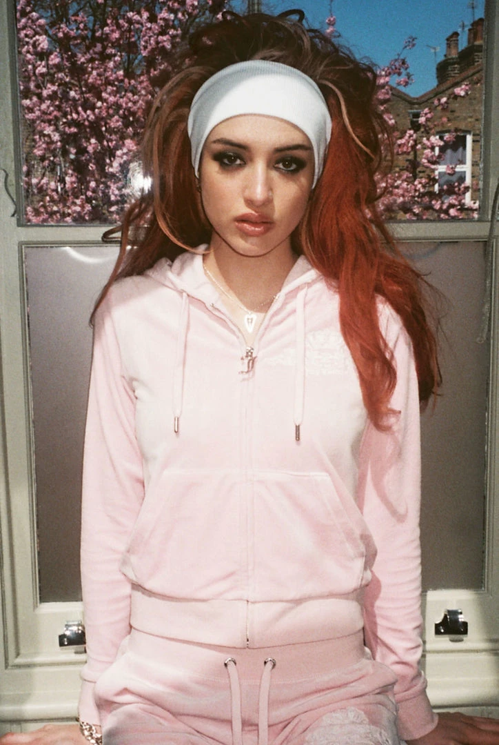 JUICY COUTURE TRACKSUITS ALMOND BLOSSOM ANNIVERSARY CREST ZIP THROUGH HOODIE