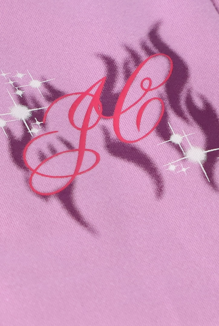 JUICY COUTURE ORCHID PINK FLAME GRAPHIC BOYFRIEND CUFFED JOGGERS