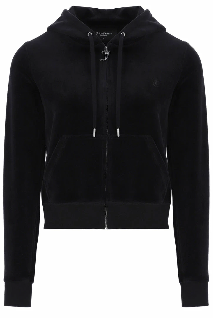 JUICY COUTURE BLACK LUXE VELOUR ROBERTSON HOODIE TRACKSUITS