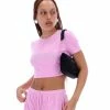 JUICY COUTURE ORCHID PINK DIAMANTE GRAPHIC CROP TEE TOPS