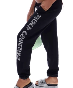 JUICY COUTURE SPRING SUMMER '22 COLLECTION BLACK CAPITAL DIAMANTE GRAPHIC JOGGERS