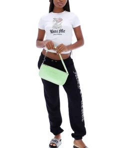 JUICY COUTURE SPRING SUMMER '22 COLLECTION MINT VELOUR CHARM SHOULDER BAG