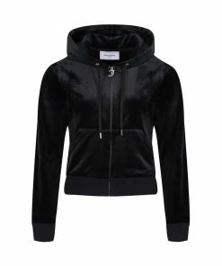 JUICY COUTURE BLACK CLASSIC VELOUR ROBERTSON HOODIE