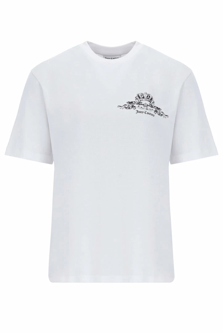 JUICY COUTURE TOPS WHITE CREST GRAPHIC UNISEX TEE