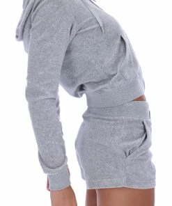 JUICY COUTURE SILVER MARL TERRY TOWELLING TRACK SHORT TRACKSUITS