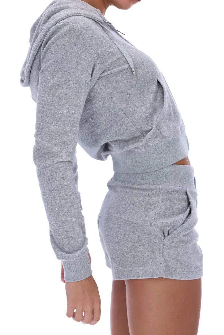 JUICY COUTURE SILVER MARL TERRY TOWELLING TRACK SHORT TRACKSUITS