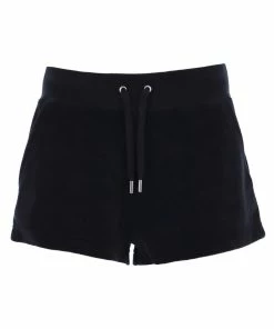JUICY COUTURE BLACK TERRY TOWELLING TRACK SHORT TRACKSUITS
