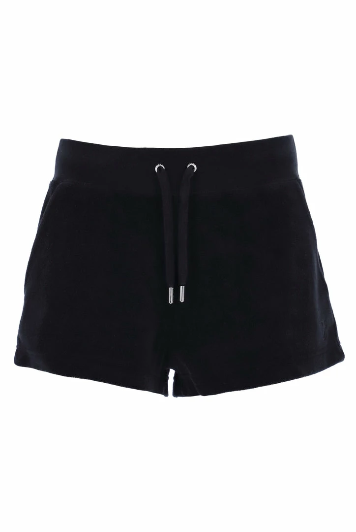 JUICY COUTURE BLACK TERRY TOWELLING TRACK SHORT TRACKSUITS