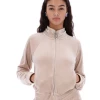 JUICY COUTURE WARM TAUPE VELOUR DIAMANTE TRACKTOP