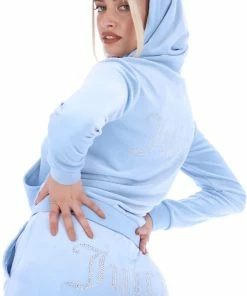 JUICY COUTURE TRACKSUITS POWDER BLUE ANNIVERSARY DIAMANTE STRAIGHT LEG BOTTOMS