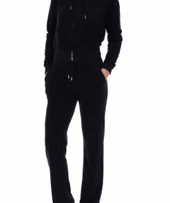 JUICY COUTURE TRACKSUITS BLACK TERRY TOWELLING DEL RAY BOTTOMS