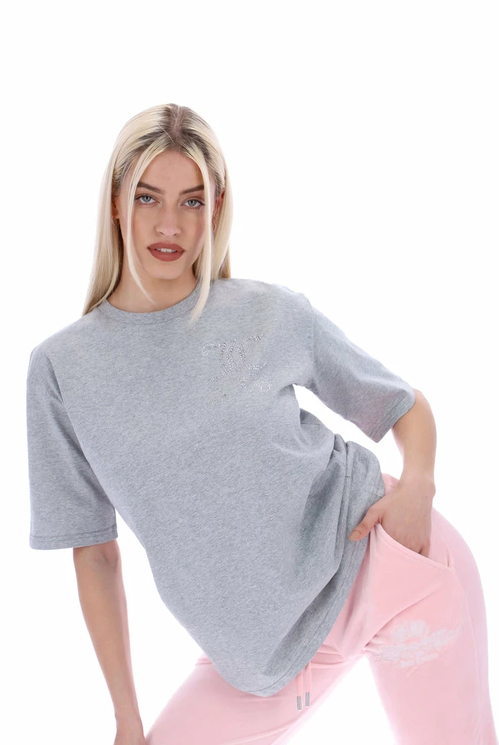 JUICY COUTURE TOPS SILVER MARL ANNIVERSARY NUMERAL UNISEX TEE