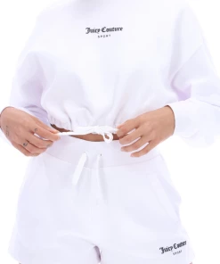 JUICY COUTURE TRACKSUITS WHITE BOXY CROP SWEATSHIRT