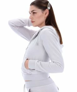 JUICY COUTURE TRACKSUITS QUIET GREY LUXE VELOUR DEL RAY POCKETED BOTTOMS