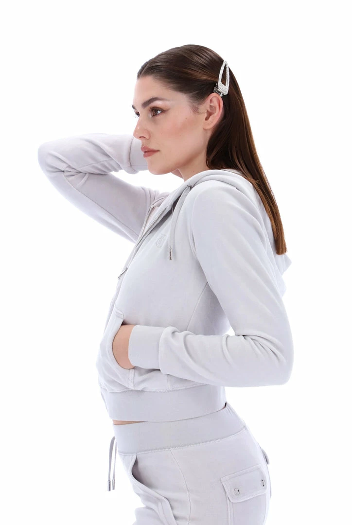 JUICY COUTURE TRACKSUITS QUIET GREY LUXE VELOUR DEL RAY POCKETED BOTTOMS