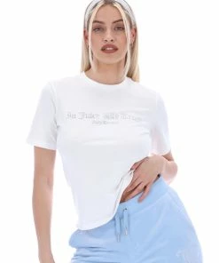 JUICY COUTURE TOPS WHITE ANNIVERSARY TRUST GRAPHIC GIRLFRIEND TEE