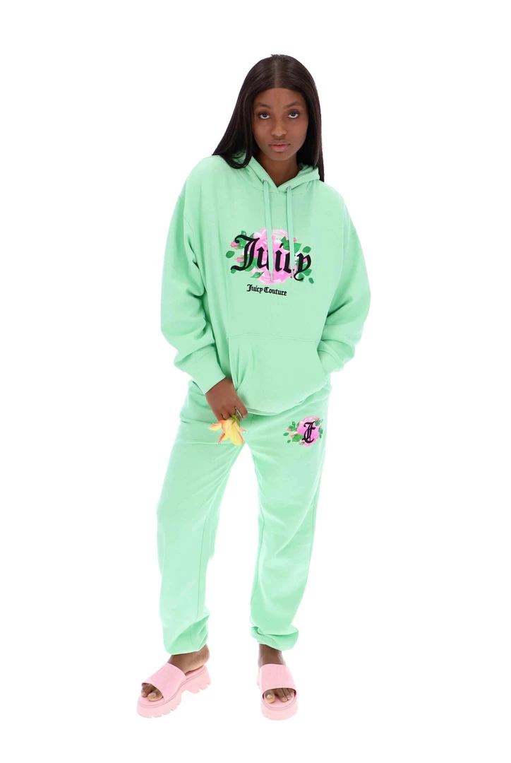 JUICY COUTURE MINT FANTASY FLORAL GRAPHIC BOYFRIEND JOGGERS SPRING SUMMER '22 COLLECTION