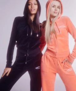 JUICY COUTURE BLACK RECYCLED VELOUR POCKETED BOTTOMS