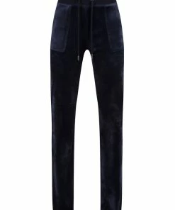 JUICY COUTURE NIGHT SKY BLUE CLASSIC VELOUR DEL RAY POCKETED BOTTOMS TRACKSUITS