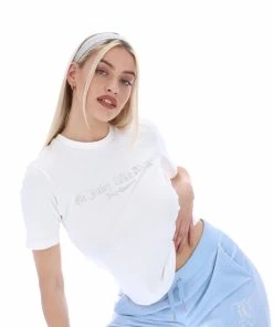 JUICY COUTURE TOPS WHITE ANNIVERSARY TRUST GRAPHIC GIRLFRIEND TEE