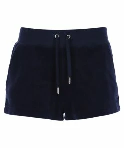 JUICY COUTURE TRACKSUITS NIGHT SKY BLUE TERRY TOWELLING TRACK SHORT