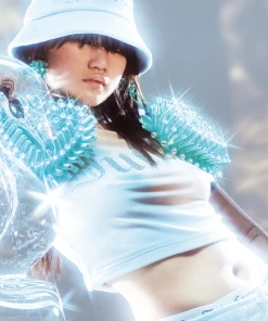 JUICY COUTURE ACCESSORIES COOL BLUE DIAMANTE VELOUR BUCKET HAT