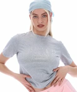 JUICY COUTURE TOPS SILVER MARL ANNIVERSARY NUMERAL DIAMANTE GIRLFRIEND TEE