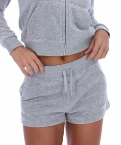 JUICY COUTURE SILVER MARL TERRY TOWELLING TRACK SHORT TRACKSUITS