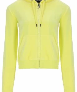 JUICY COUTURE LEMON DROP LUXE VELOUR ROBERTSON HOODIE TRACKSUITS