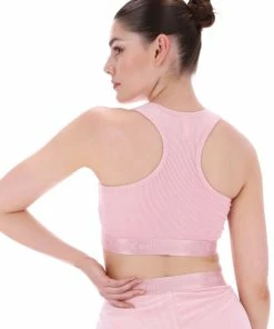 JUICY COUTURE ALMOND BLOSSOM RIBBED VELOUR RACER BRA