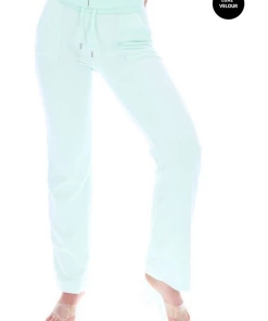 JUICY COUTURE MINT GREEN LUXE VELOUR DEL RAY POCKETED BOTTOMS TRACKSUITS