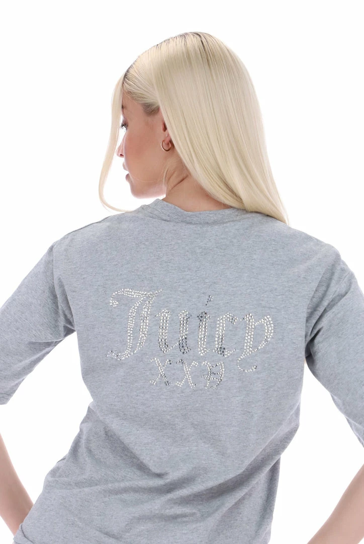 JUICY COUTURE TOPS SILVER MARL ANNIVERSARY NUMERAL UNISEX TEE