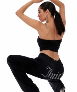 JUICY COUTURE TOPS BLACK VELOUR DIAMANTE BANDEAU