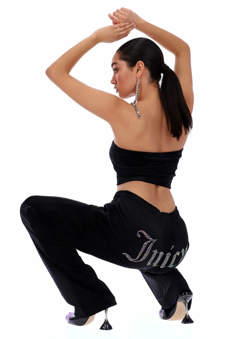 JUICY COUTURE TOPS BLACK VELOUR DIAMANTE BANDEAU