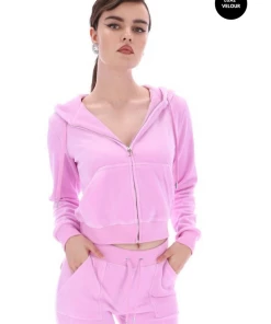 JUICY COUTURE ORCHID LUXE VELOUR ROBERTSON HOODIE TRACKSUITS