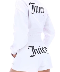JUICY COUTURE TRACKSUITS WHITE BOXY CROP SWEATSHIRT