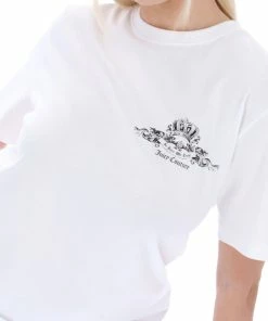 JUICY COUTURE TOPS WHITE CREST GRAPHIC UNISEX TEE