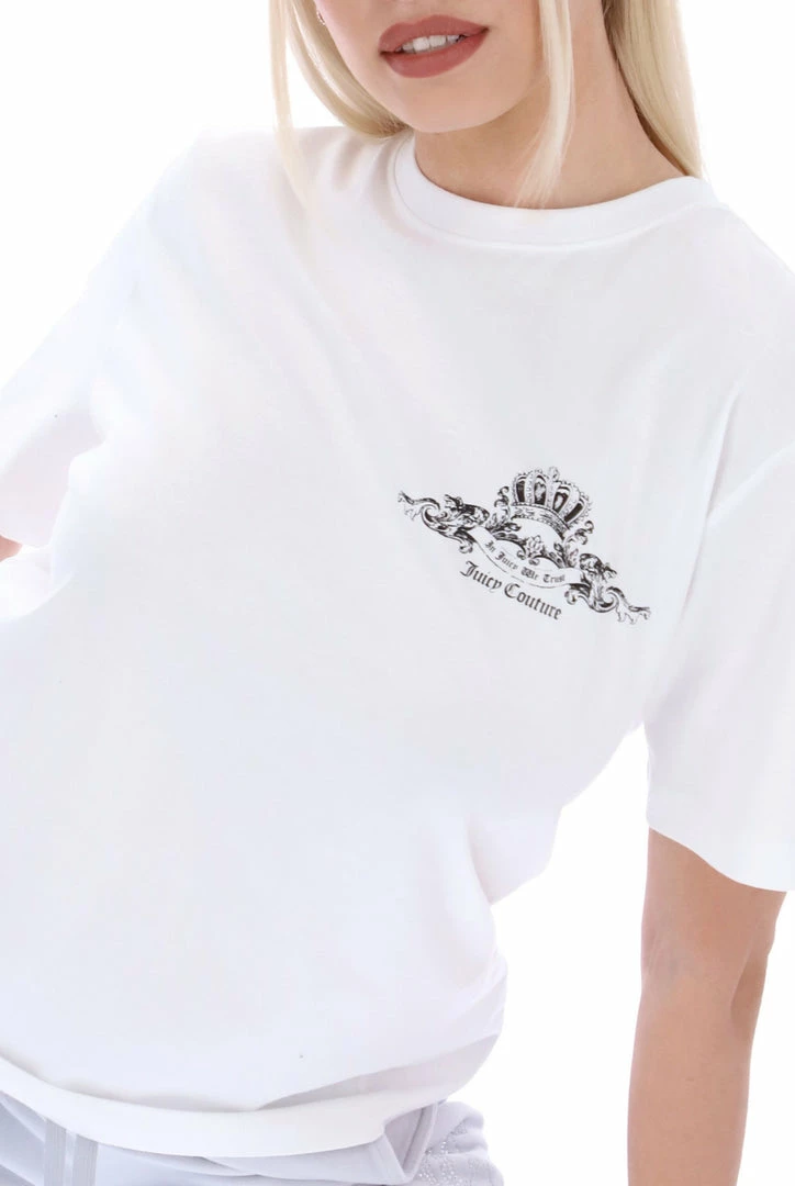 JUICY COUTURE TOPS WHITE CREST GRAPHIC UNISEX TEE