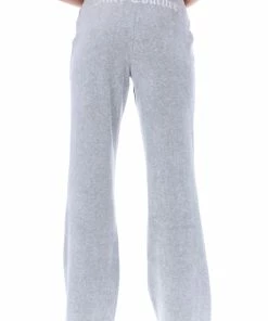 JUICY COUTURE SILVER MARL RIB VELOUR WIDE LEG BOTTOMS