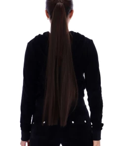 JUICY COUTURE BLACK RECYCLED VELOUR ZIP THROUGH HOODIE