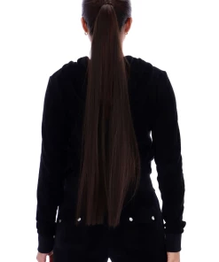 JUICY COUTURE BLACK RECYCLED VELOUR POCKETED BOTTOMS