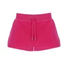 JUICY COUTURE RASPBERRY ROSE LUXE VELOUR TRACK SHORT