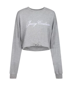 JUICY COUTURE TOPS BAMBOO JERSEY CREW NECK CROP SWEATSHIRT