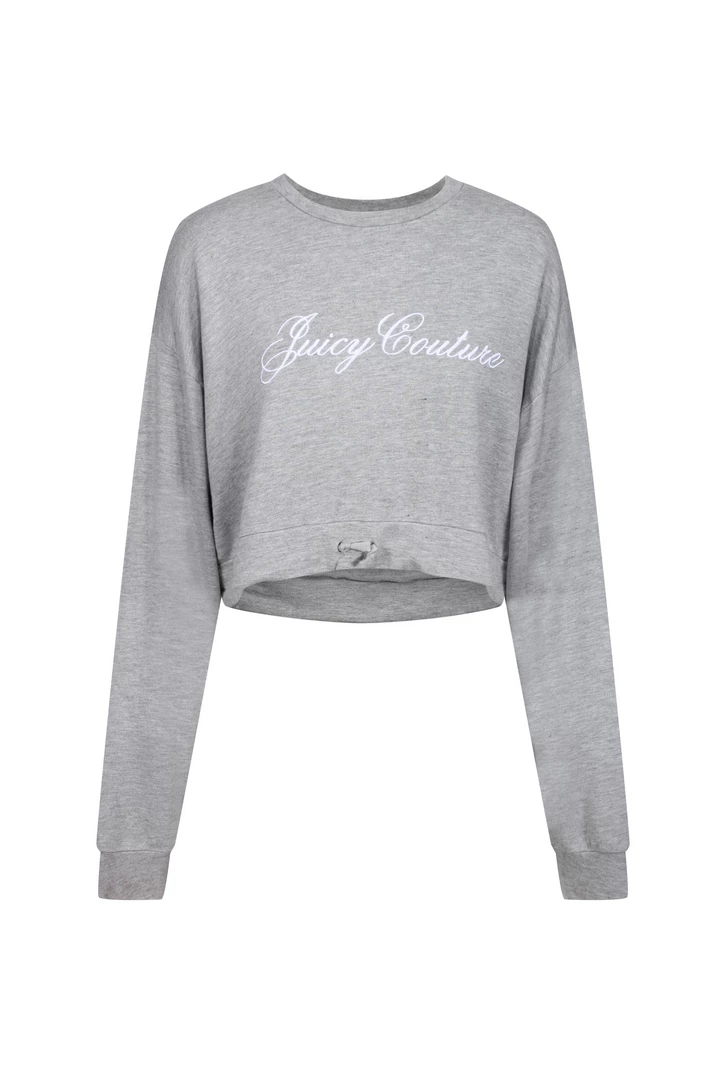 JUICY COUTURE TOPS BAMBOO JERSEY CREW NECK CROP SWEATSHIRT