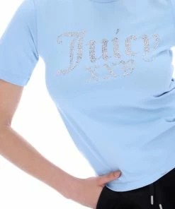 JUICY COUTURE TOPS POWDER BLUE ANNIVERSARY NUMERAL DIAMANTE GIRLFRIEND TEE