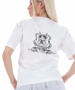 JUICY COUTURE TOPS WHITE CREST GRAPHIC UNISEX TEE
