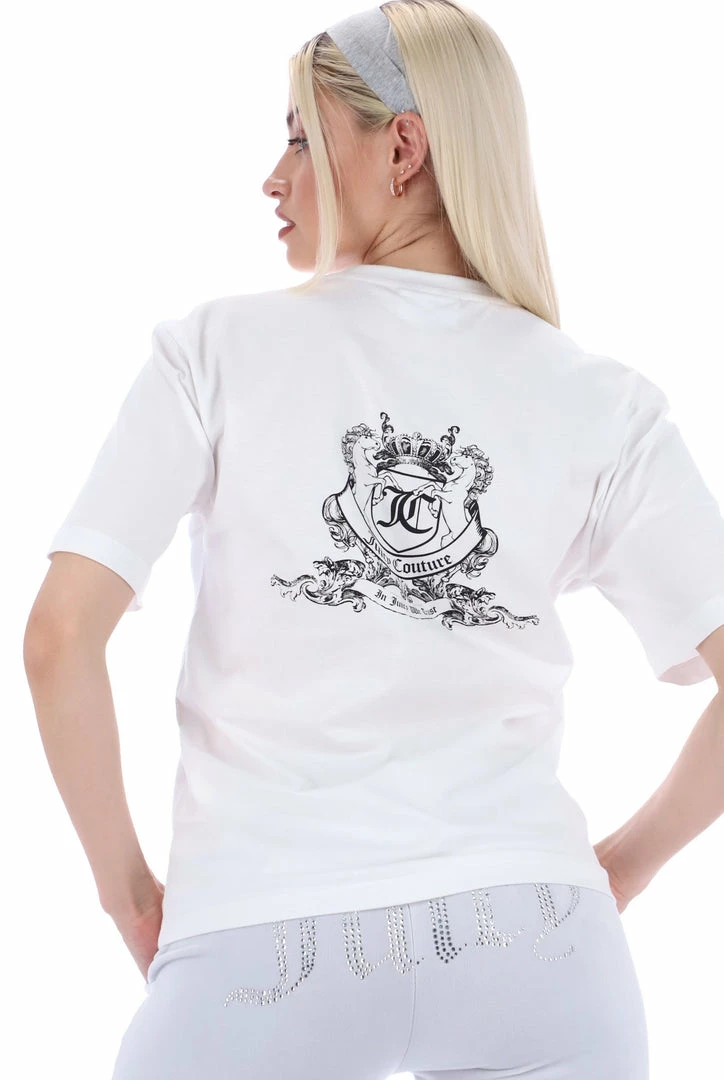 JUICY COUTURE TOPS WHITE CREST GRAPHIC UNISEX TEE
