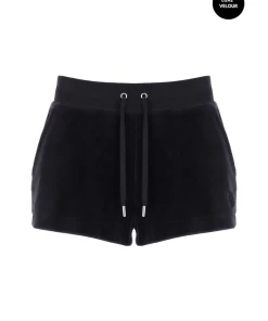 JUICY COUTURE BLACK LUXE VELOUR TRACK SHORT