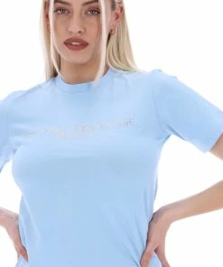 JUICY COUTURE TOPS POWDER BLUE ANNIVERSARY TRUST GRAPHIC GIRLFRIEND TEE