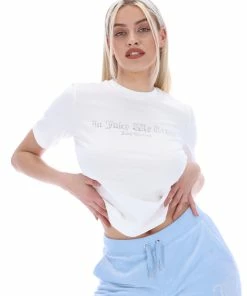 JUICY COUTURE TOPS WHITE ANNIVERSARY TRUST GRAPHIC GIRLFRIEND TEE